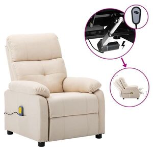 Imagine vidaXL Scaun de masaj electric, material textil crem