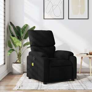 Imagine vidaXL Fotoliu reclinabil cu masaj, material textil negru