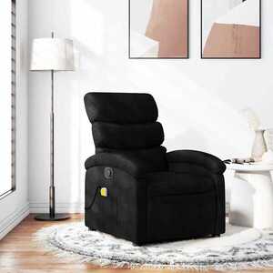 Imagine vidaXL Fotoliu reclinabil cu masaj, material textil negru