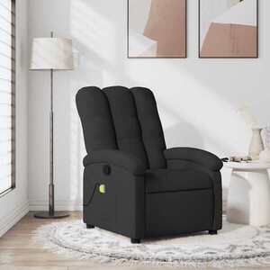 Imagine vidaXL Fotoliu reclinabil cu masaj, material textil negru