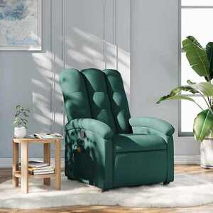 Imagine vidaXL Fotoliu reclinabil cu masaj, verde închis, material textil