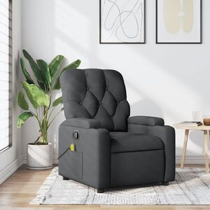 Imagine vidaXL Fotoliu reclinabil cu masaj, gri închis, material textil