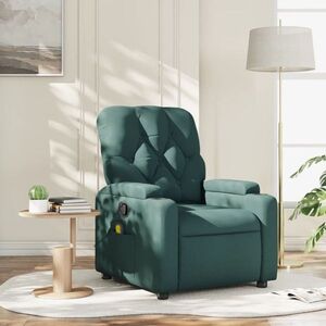 Imagine vidaXL Fotoliu reclinabil cu masaj, verde închis, material textil