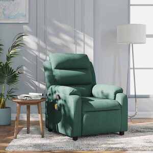 Imagine vidaXL Fotoliu reclinabil cu masaj, verde închis, material textil