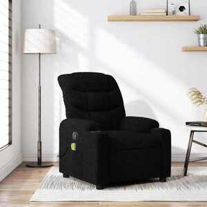 Imagine vidaXL Fotoliu reclinabil cu masaj, material textil negru