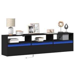 Imagine vidaXL Dulap TV suspendat cu LED, negru, 180x31x45 cm