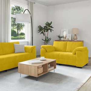 Imagine vidaXL Set canapele 2 piese cu perne catifea galbenă