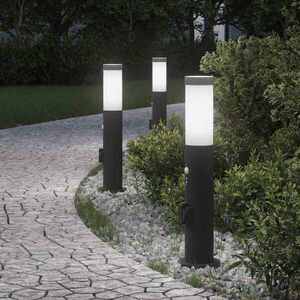Imagine vidaXL Stâlpi iluminatori cu senzor și priză, 3 buc., 50 cm, oțel inoxidabil, IP44