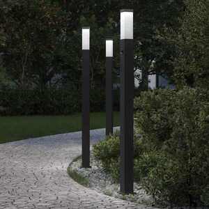 Imagine vidaXL Stâlpi iluminatori cu senzor, 3 buc., 110 cm, negru, IP44