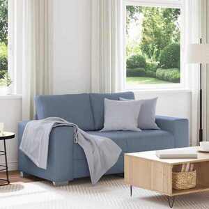 Imagine vidaXL Canapea extensibilă albastră, 160x77x82 cm, material catifea reiată