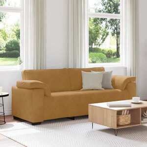 Imagine vidaXL Canapea cu 3 locuri, maro, 220x77x82 cm, catifea