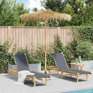 Imagine vidaXL Umbrelă Tiki cu baldachin din frunză de bananier, 180 cm, bambus