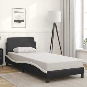 Imagine vidaXL Cadru de pat Dover alb-negru 90x190 cm piele ecologică