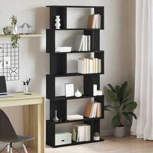 Imagine vidaXL Bibliotecă stejar negru 80x24x190, 5 cm lemn prelucrat