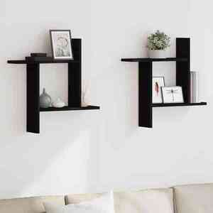 Imagine vidaXL Rafturi de perete 2 buc. stejar negru 50x12x50 cm lemn prelucrat