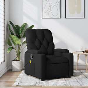 Imagine vidaXL Fotoliu reclinabil cu masaj, material textil negru