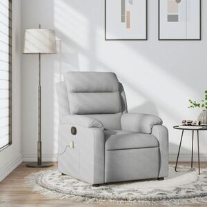 Imagine vidaXL Fotoliu reclinabil cu masaj, gri deschis, material textil