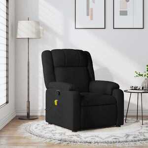 Imagine vidaXL Fotoliu reclinabil cu masaj, material textil negru