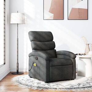 Imagine vidaXL Fotoliu reclinabil cu masaj, gri închis, material textil