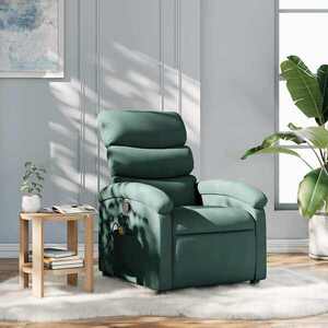 Imagine vidaXL Fotoliu reclinabil cu masaj, verde închis, material textil