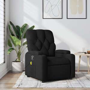 Imagine vidaXL Fotoliu reclinabil cu masaj, material textil negru