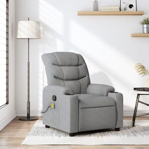 Imagine vidaXL Fotoliu reclinabil cu masaj, gri deschis, material textil