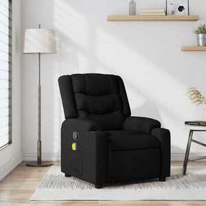 Imagine vidaXL Fotoliu reclinabil cu masaj, material textil negru