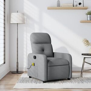 Imagine vidaXL Fotoliu reclinabil cu masaj, gri deschis, material textil