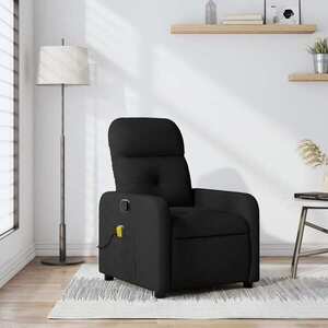 Imagine vidaXL Fotoliu reclinabil cu masaj, material textil negru