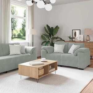 Imagine vidaXL Set canapele 2 piese cu perne gri deschis catifea