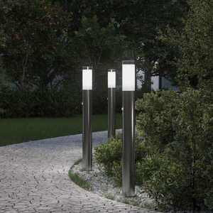Imagine vidaXL Stâlpi iluminatori cu senzor, 3 buc., 80 cm, oțel inoxidabil, IP44