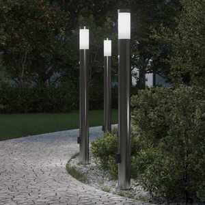 Imagine vidaXL Stâlpi iluminatori cu senzor și priză, 3 buc., 110 cm, oțel inoxidabil, IP44