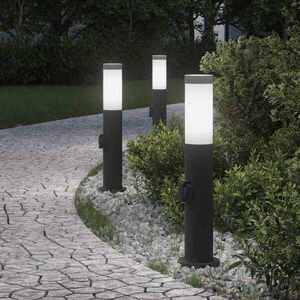 Imagine vidaXL Stâlpi iluminatori cu priză, 3 buc., 50 cm, oțel inoxidabil, IP44