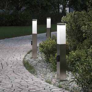 Imagine vidaXL Stâlpi iluminatori cu priză, 3 buc., 50 cm, oțel inoxidabil, IP44