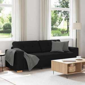 Imagine vidaXL Canapea cu 3 locuri, neagră, 220x78x80 cm, material textil