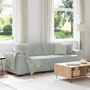Imagine vidaXL Canapea cu 3 locuri, gri deschis, 220x78x80 cm, catifea