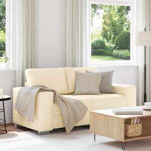 Imagine vidaXL Canapea extensibilă crem 160x77x82 cm, material catifea reiată