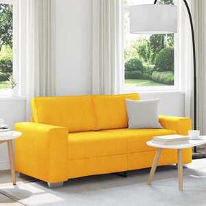 Imagine vidaXL Canapea extensibilă cu două locuri, galben deschis, 180x77x82 cm, material catifea reiată