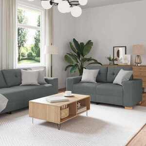 Imagine vidaXL Set canapele 2 piese cu perne gri închis, material textil