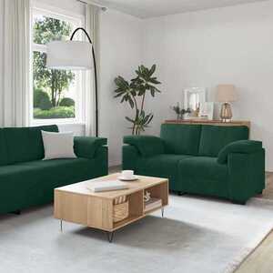 Imagine vidaXL Set canapele 2 piese cu perne catifea verde închis