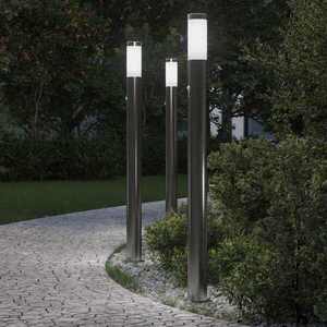 Imagine vidaXL Stâlpi iluminatori cu senzor, 3 buc., 110 cm, oțel inoxidabil, IP44