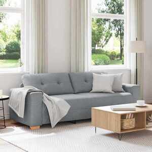 Imagine vidaXL Canapea cu 3 locuri, gri deschis, 220x78x80 cm, material textil