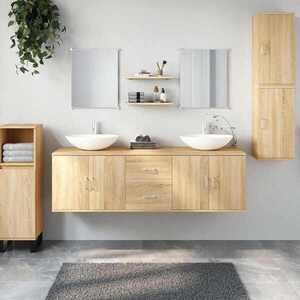 Imagine vidaXL Set de mobilier de baie cu 7 piese, lemn prelucrat din stejar
