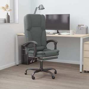 Imagine vidaXL Scaun de birou rabatabil cu masaj, gri închis, material textil
