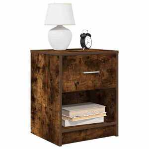 Imagine vidaXL Noptiere 2 buc cu sertar stejar afumat 40x34x50 cm