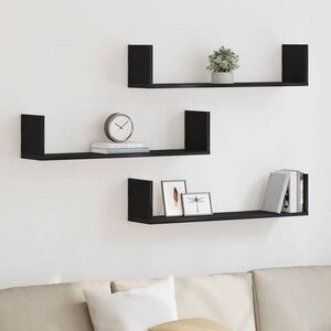 Imagine vidaXL Rafturi de perete 3 buc., stejar negru, 80x18x18 cm, lemn prelucrat