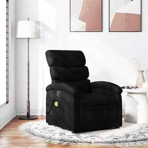 Imagine vidaXL Fotoliu reclinabil cu masaj, material textil negru
