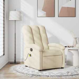 Imagine vidaXL Fotoliu de masaj reclinabil, material textil crem