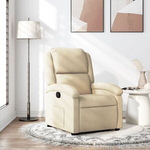 Imagine vidaXL Fotoliu rabatabil, material textil crem