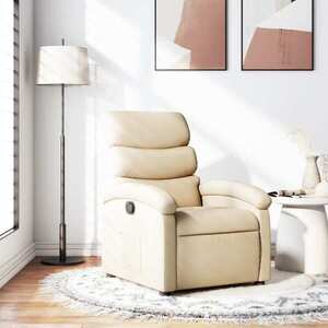Imagine vidaXL Fotoliu rabatabil, material textil crem